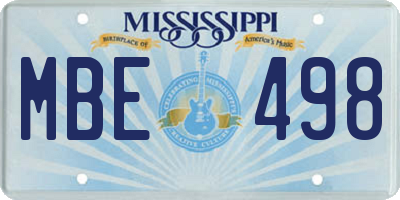MS license plate MBE498