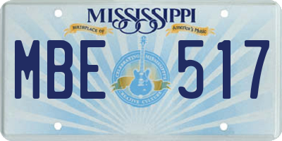 MS license plate MBE517
