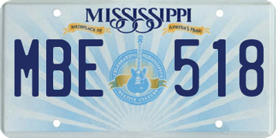 MS license plate MBE518