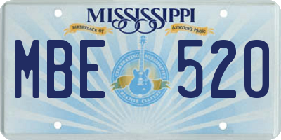 MS license plate MBE520