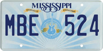 MS license plate MBE524