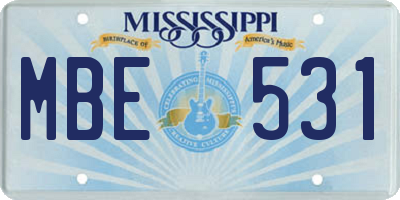 MS license plate MBE531