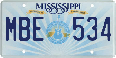 MS license plate MBE534