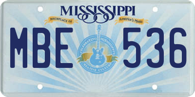 MS license plate MBE536