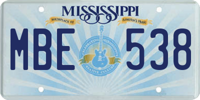 MS license plate MBE538