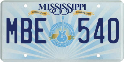 MS license plate MBE540