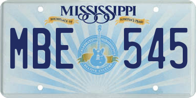 MS license plate MBE545