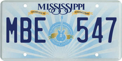 MS license plate MBE547