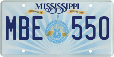 MS license plate MBE550