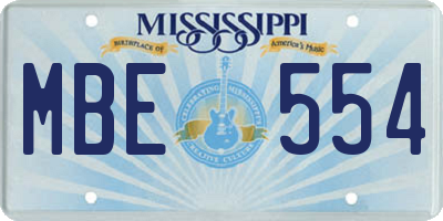 MS license plate MBE554