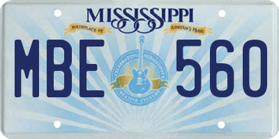 MS license plate MBE560