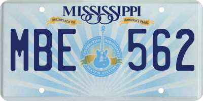 MS license plate MBE562