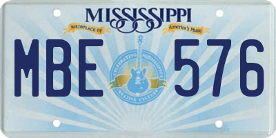 MS license plate MBE576