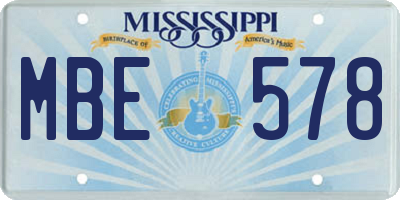 MS license plate MBE578