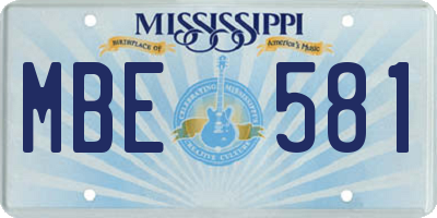 MS license plate MBE581