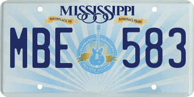 MS license plate MBE583