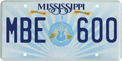 MS license plate MBE600