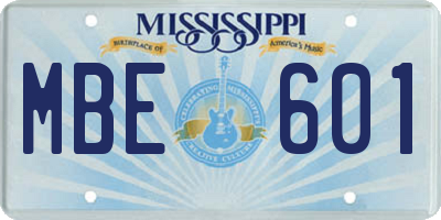MS license plate MBE601