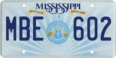 MS license plate MBE602