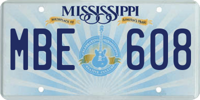MS license plate MBE608