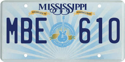 MS license plate MBE610