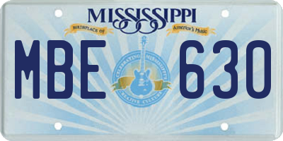 MS license plate MBE630