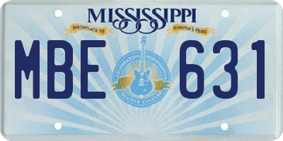 MS license plate MBE631