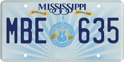 MS license plate MBE635