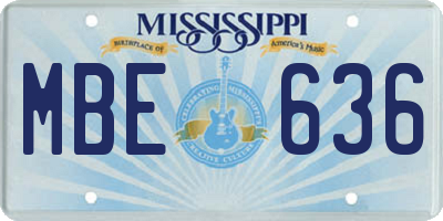 MS license plate MBE636