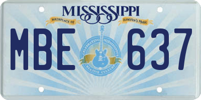MS license plate MBE637