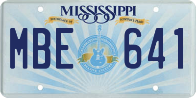 MS license plate MBE641