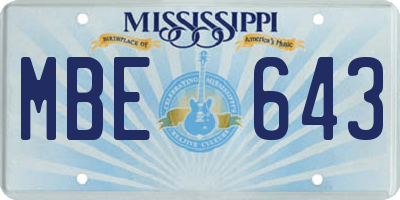 MS license plate MBE643