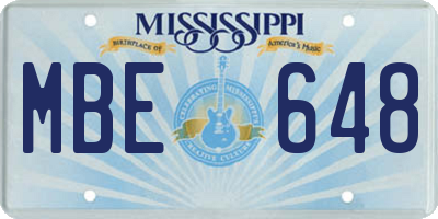 MS license plate MBE648