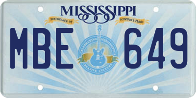 MS license plate MBE649