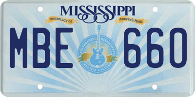 MS license plate MBE660