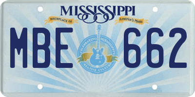 MS license plate MBE662