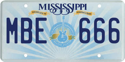 MS license plate MBE666