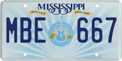 MS license plate MBE667