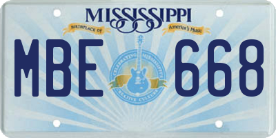 MS license plate MBE668