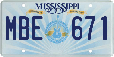 MS license plate MBE671