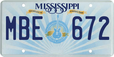 MS license plate MBE672