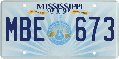 MS license plate MBE673