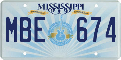 MS license plate MBE674