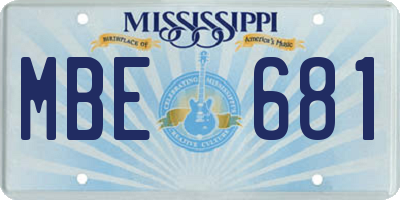 MS license plate MBE681