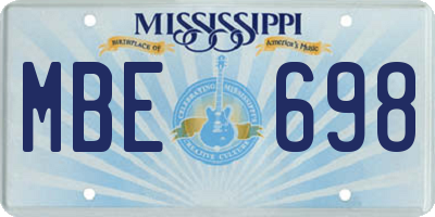 MS license plate MBE698