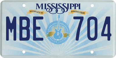 MS license plate MBE704