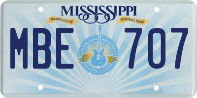 MS license plate MBE707