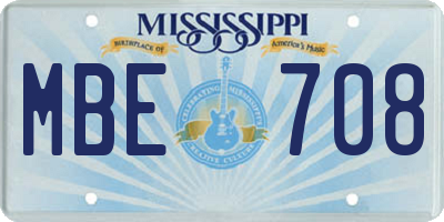 MS license plate MBE708