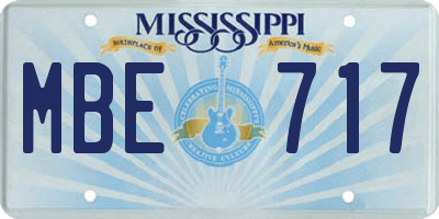 MS license plate MBE717