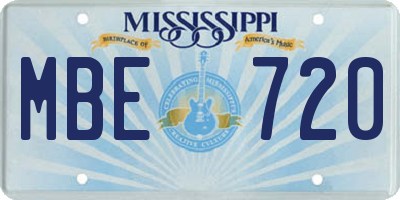 MS license plate MBE720